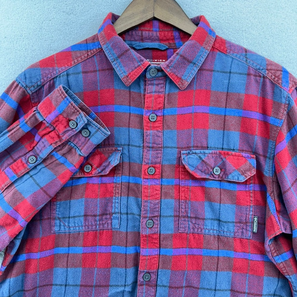 Columbia Fridays For Future Seattle Flannel Shirt Omni-Wick Plaid Shirt SZ M